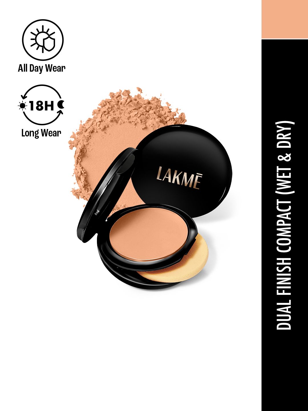 Lakme Xtraordin-airy Compact, 2 In 1 Compact + Foundation - 06 Almond Honey, 9g