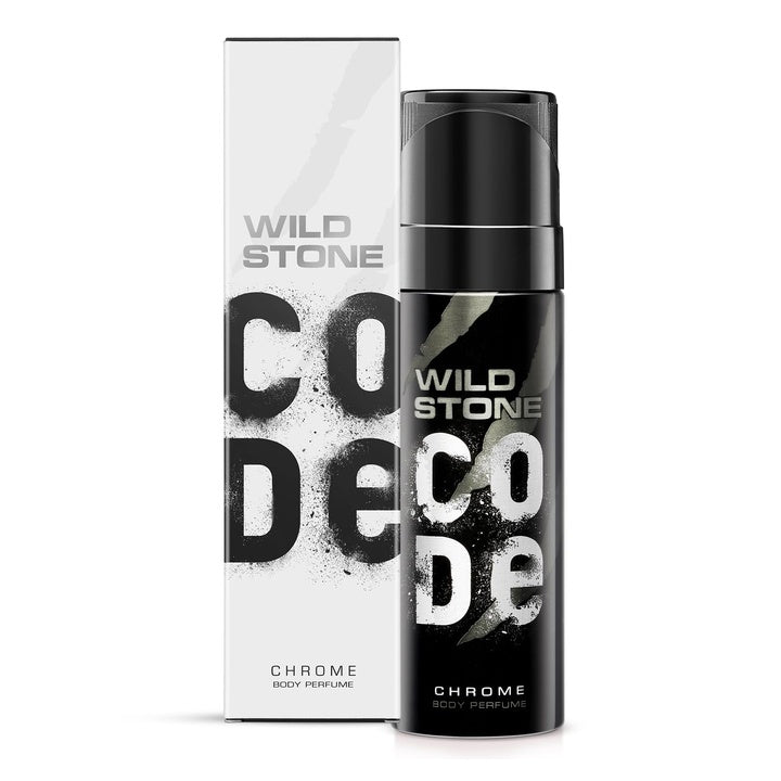 WILD STONE CODE Chrome Long Lasting No Gas Body Perfume For Men, 150Ml - Chrome, Spray