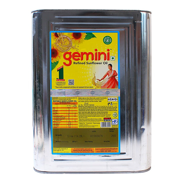 Gemini Sunflower Oil Tin : 13 kg
