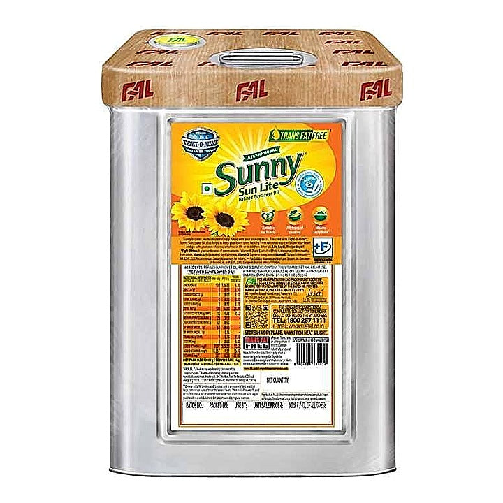 Sunny Sun Lite Refined Sunflower Oil Tin : 13 kg