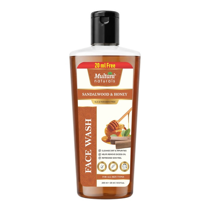 Multani Naturals Sandalwood & Honey Face Wash 270ml I Daily Use Face Wash For Skin Brightening |Oil Control & Anti-Acne | SLS & Paraben Free, Dermatologically Tested | For All Skin Type