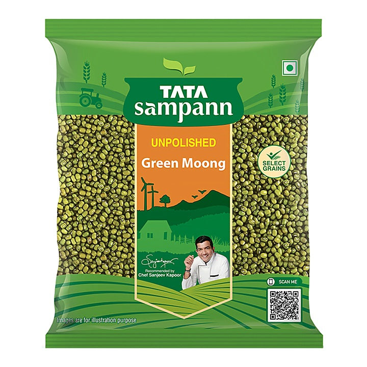Tata Sampann Unpolished Green Moong : 500 g