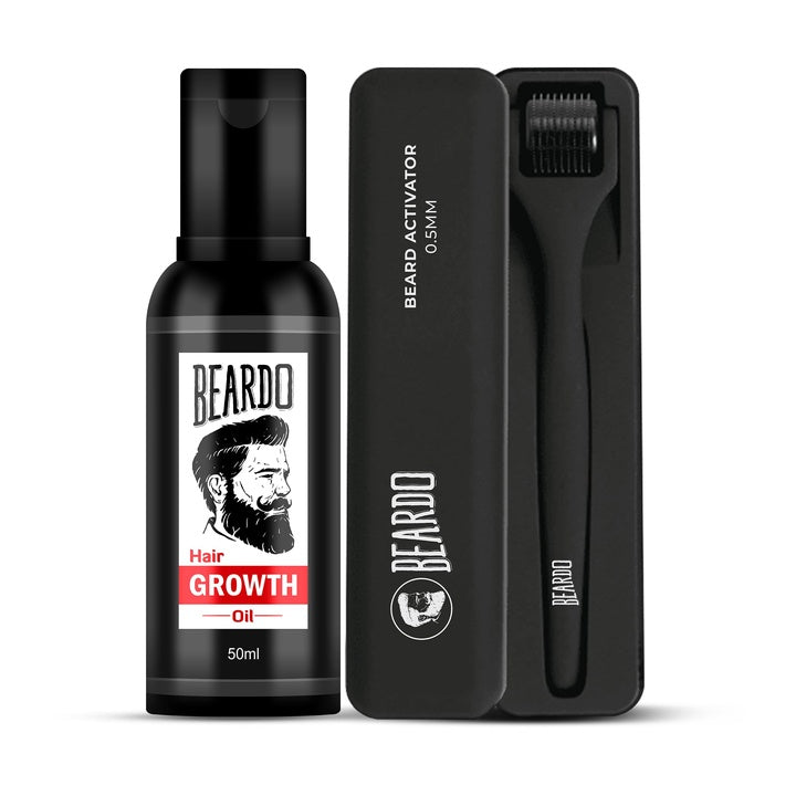 Beardo Beard Growth Duo | Beard & Hair Growth Oil 50ml & Beard Activator | Promotes Thicker, Longer & Fuller Beard Growth | For Patchy Beard- Set of 2