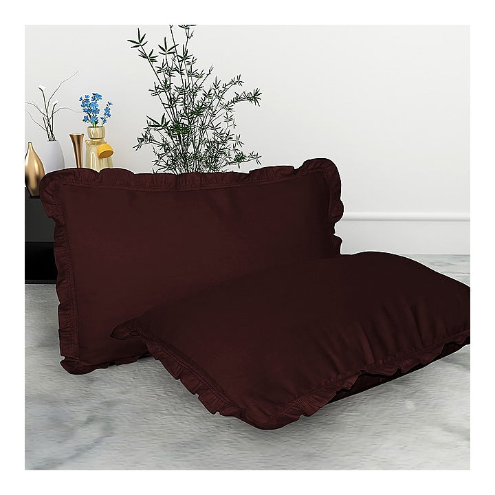 Pillow Cover Cotton Chocolate Brown - 16x24 Inches : 2 Units