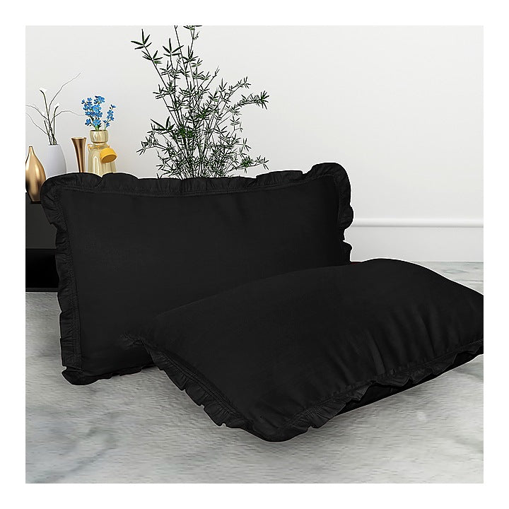 Pillow Cover Cotton Black - 16x24 Inches : 2 Units