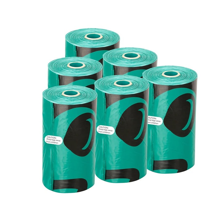 Foodie Puppies 15 Micron Extra-Thick Biodegradable Pet Poop Bags 90 Bags (6 Rolls x 15 Bags Per Roll) | Leak-Proof, Eco-Friendly, Dog & Cat Waste Disposable Pick-Up Bags (32cm x 22cm Poly Size)