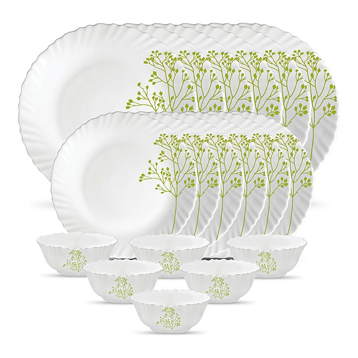 La Opala W & L Blissful Green Dinner Set (White) - 18 Pieces : 1 Unit