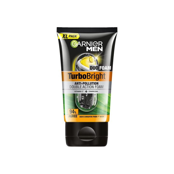 Garnier Men, Face Wash, Brightening & Anti-Pollution, TurboBright Double Action, 155 g