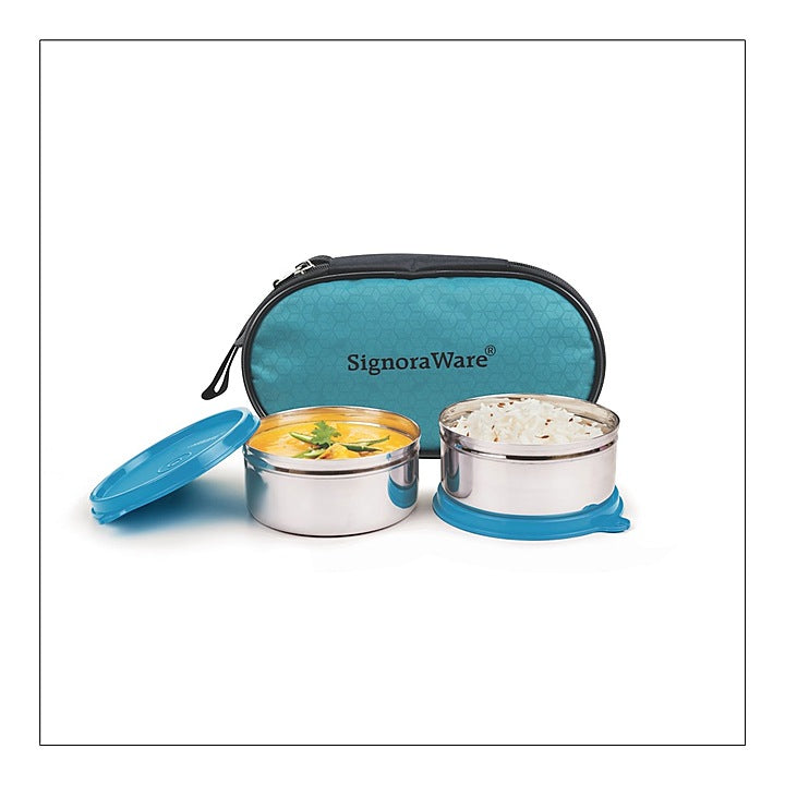 SignoraWare Stainless Steel Midday Maxx Lunch Box Blue - 2 Containers : 1 Unit