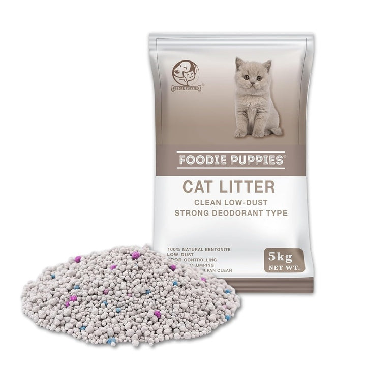 Foodie Puppies Natural Bentonite Cat Litter Sand - 5kg with Lavender Fragrance for Cats and Kittens | Clean Low-dust Strong Deodorant Litter Tray Refill with Odor Controlling and Instant Clumping