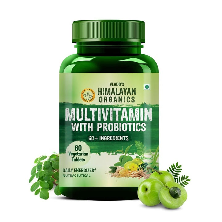 Vlado’s Himalayan Organics Multivitamin Tablets for Men & women With Probiotics - 60+ Ingredients multi Vitamins Supplement For Men And Women | VItamin B1,B2,B3,B5,B6B9,B12,C,E,A,K2,D Magneisum with 5B CFU Probiotic Blends with Multi minerals for...