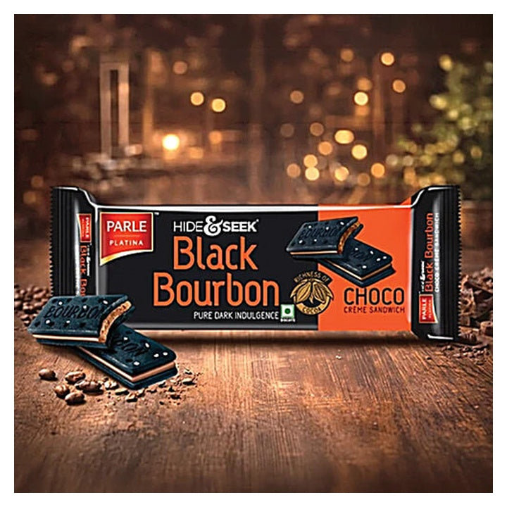 Parle Platina Hide & Seek Black Bourbon Choco Creme Sandwich Biscuits (100 g)