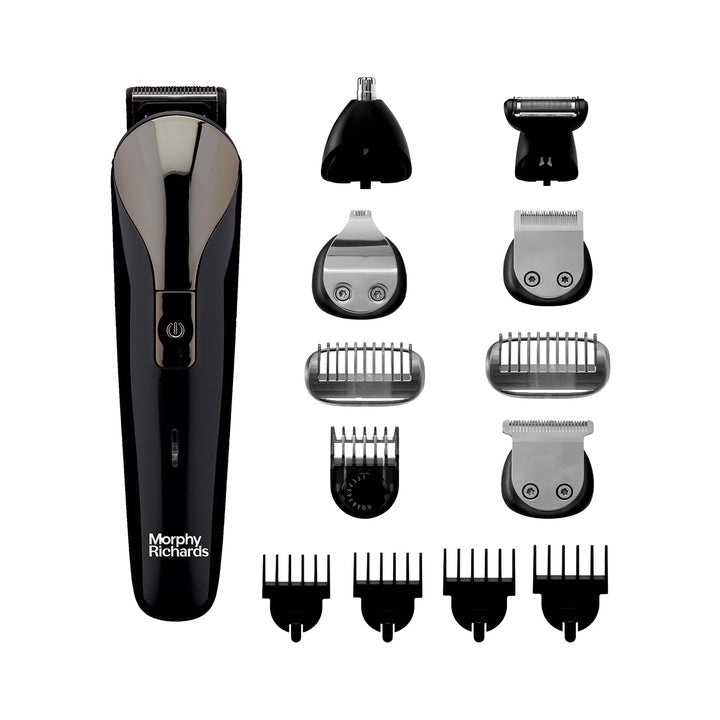 Morphy Richards Kingsman Pro 12-In-1 Grooming Kit For Men| Rechargeable All In One Men Trimmer|5 Face Nose Ear Hair Blades| Nose&Ear Trimmers| Private Part Shaving Body GroomersI2-Yr Warranty,Black