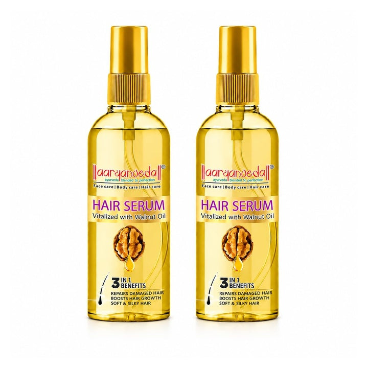 Aryanveda Hair Serum Vitalized with Walnut Oil - Serum for Hair Growth and Straightening, 45 mL (Pack of 2)