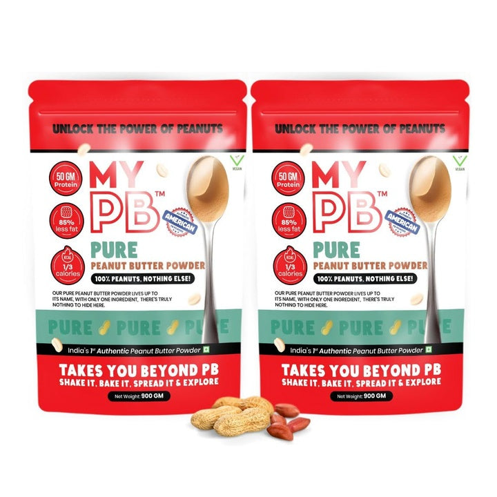 MYPB Original Powder Peanut Butter | Peanut Butter 900g x 2 with 50g of Protein | High Protein | Used For Baking, Shakes, Low calorie | Original Flavour