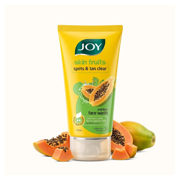 Joy Skin Fruits Spots & Tan Clear Face Wash 150ml | Enriched with Papaya & Vitamin C + A | For Healthy Glowing skin | Suitable for All Skin Types