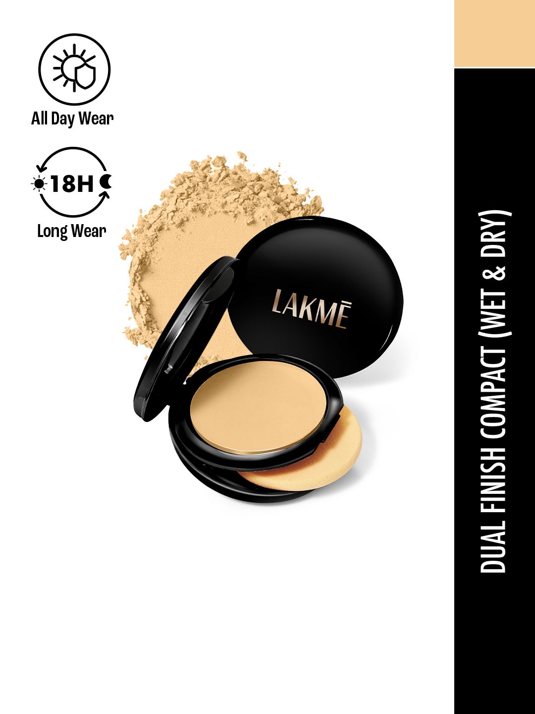 Lakme Xtraordin-airy Compact, 2 In 1 Compact + Foundation - 04 Golden Light, 9g