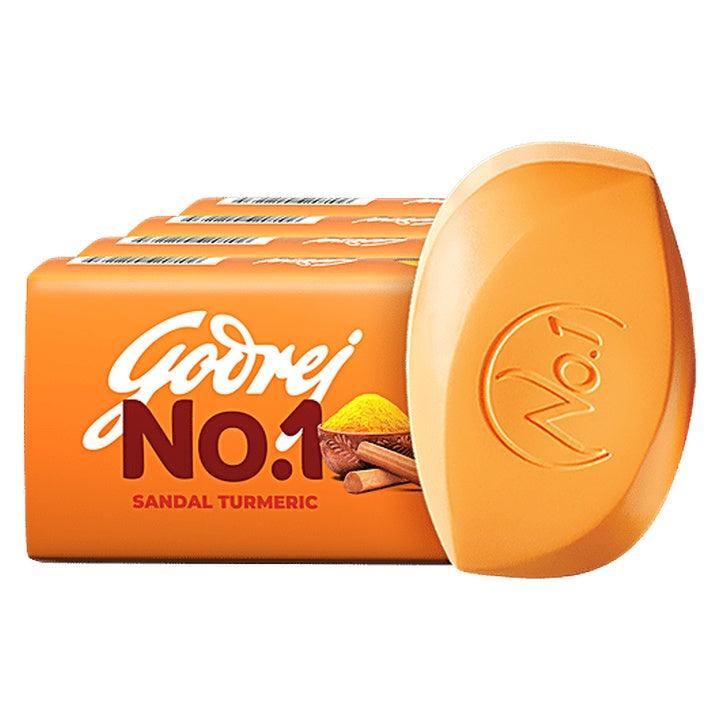 Godrej No.1 Sandal & Turmeric Bathing Soap - With Natural Oils, Gives Glowing Skin (150 g)