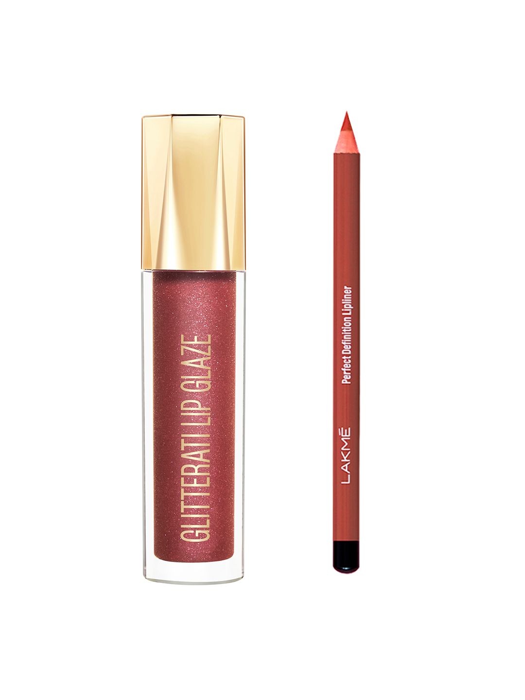 Lakme Set of Perfect Definition Lipliner - 0.78 g & Glitterati Lip Glaze - 5 ml