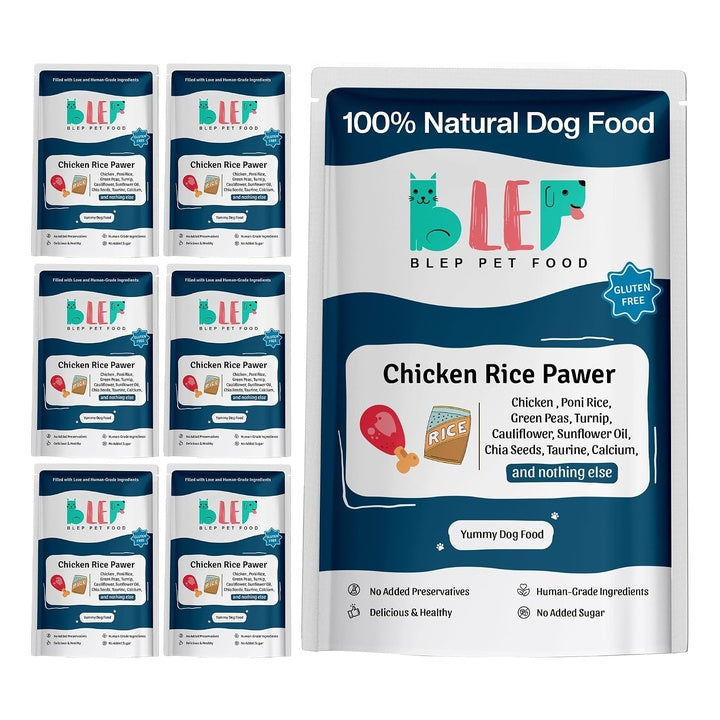 BLEP Chicken Rice Natural Dog Food 700g (7 Pak of 100g) | Zero Preservatives|Aids Joint Health & Digestion|Collagen Rich| Human Grade, Natural Wet Dog Food|Ideal for All Breeds