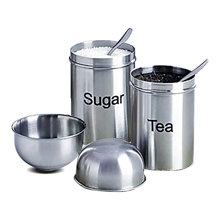 Stainless Steel Tea Time Canister (2 Pieces) : 1 Unit