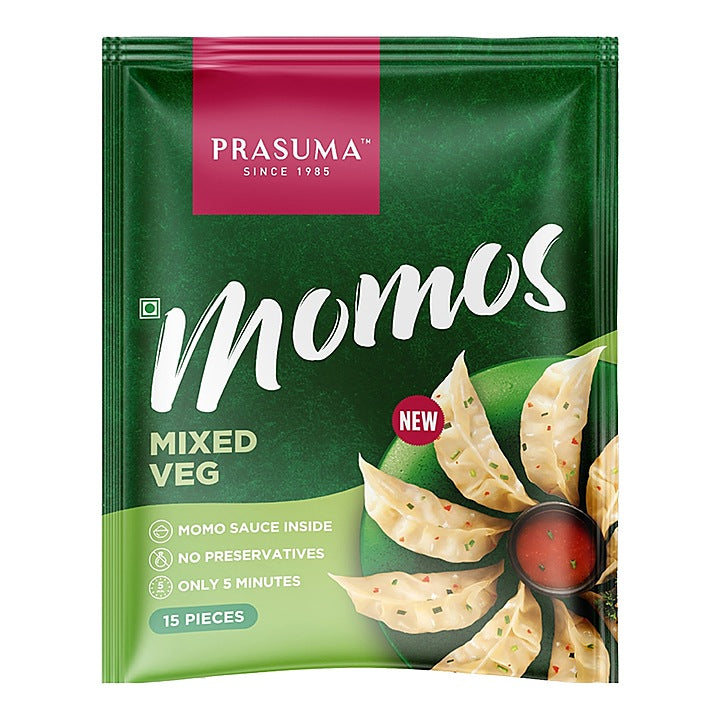 Prasuma Mixed Veg Frozen Momos : 15 Pieces