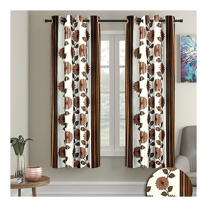 Cortina Stripe Window Curtain - Coffee : 1 Unit