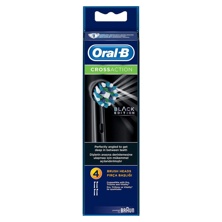 Oral B Cross Action Electric Toothbrush Replacement Brush Heads Refill (Black Edition 2020)