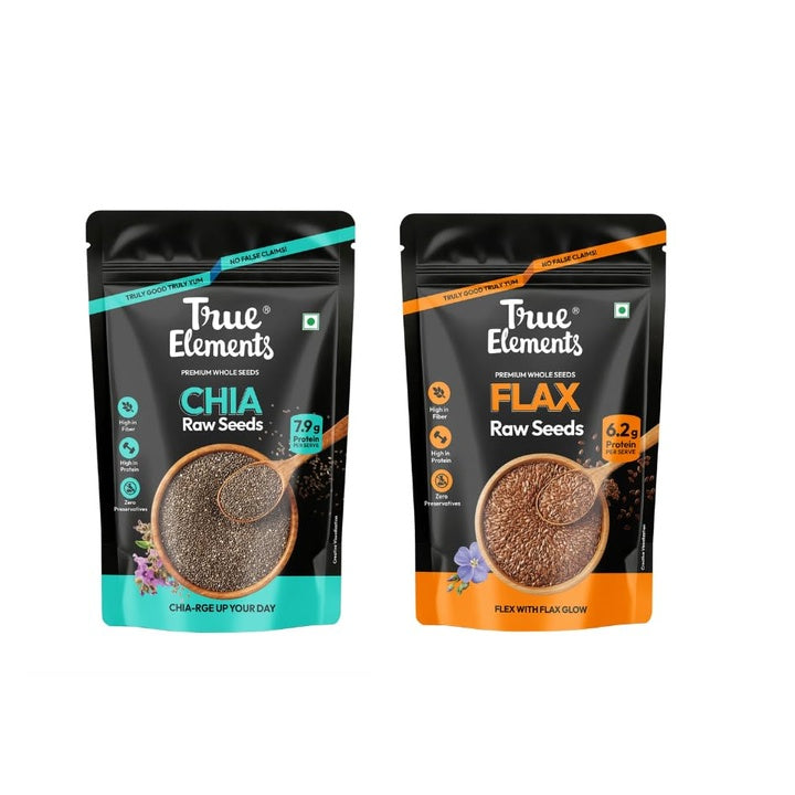 True Elements Raw Chia 500gm + Raw Flax 500gm