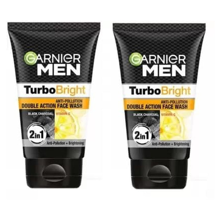 Garnier men anti pollution turbo bright double action vitamin-c face wash 100gm (pack of-2) (200gm)