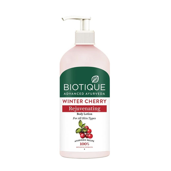 Biotique Winter Cherry Rejuvenating Body Lotion | Moisturizes and Hydrates the Skin | Prevents Ageing, Wrinkles and Dark Spots| 100% Botanical Extracts| Suitable for All Skin Types | 300ml