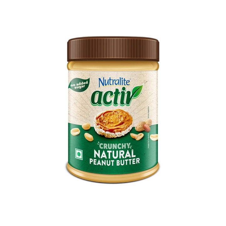 Nutralite Activ Peanut Butter Natural Crunchy | 1kg Jar | 26g Protein per 100g | High Dietary Fibre | No Added Sugar & Salt | Zero Trans-Fat | No Gluten | No Hydrogenated Oil | No Preservatives