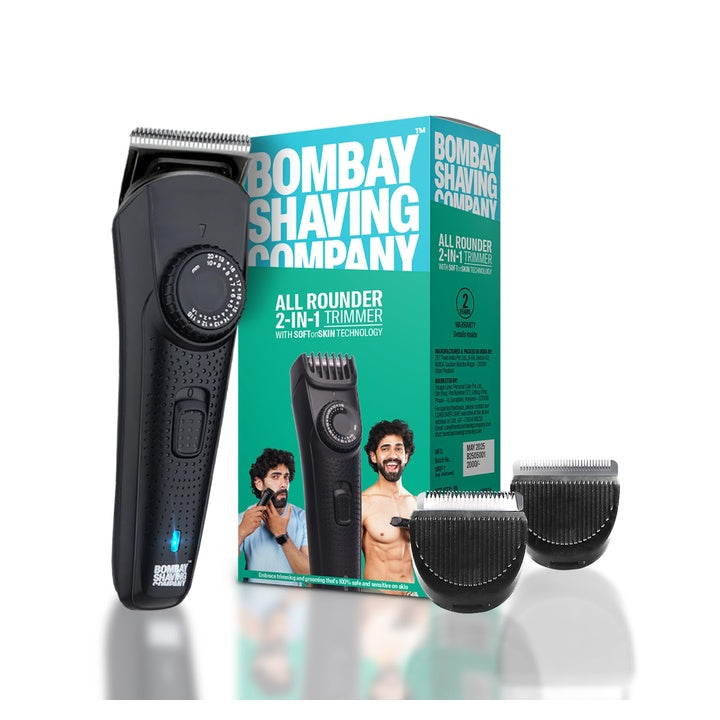 Bombay Shaving Company All Rounder 2-in-1 Trimmer for Men | Beard & Body Grooming with Dual Heads | Ceramic Blades for Sensitive Skin | 38 Style Settings | 120 Min Runtime | Type-C Fast Charge