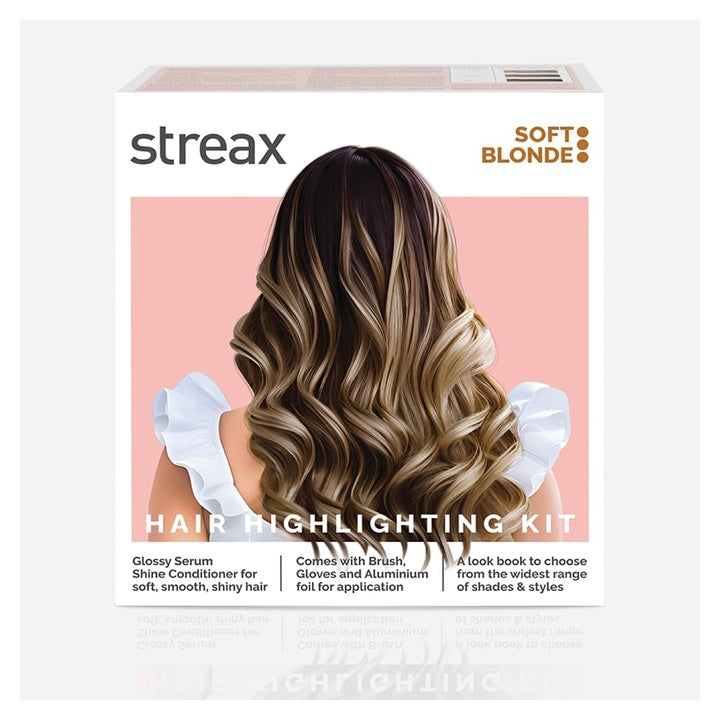 Streax Hair Colour Highlight Kit | Blonde, Soft Blonde - Pack of 1 | Enriched With Walnut & Argan Oil | For Women | Rich, Vibrant, Easy to Use, DIY Application