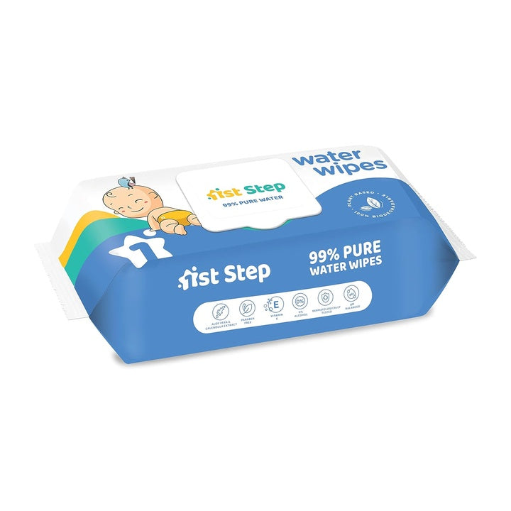1st Step 99% Pure Water Baby Wipes with lid I Dermatologically Tested | Plant Based - 100% Biodegradable Wipes for Babies | Super Thick Polyester Free wet Wipes for Baby I Paraben Free with Aloevera & Calendula Extract | Alcohol Free Baby wipes |7...