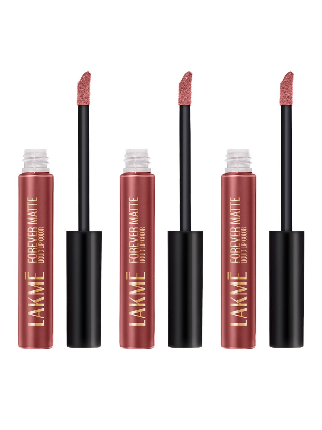 Lakme Set of 3 Forever Matte Transferproof 16Hr Liquid Lipstick 5.6 ml each - Pink Venus