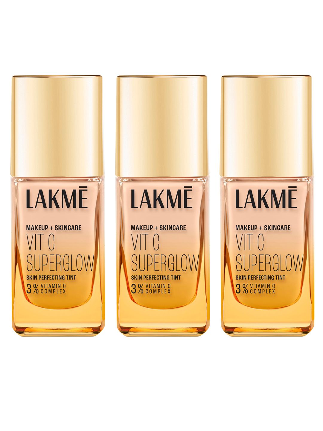 Lakme Set Of 3 Makeup + Skincare Vit C Superglow Skin Perfecting Tint 25ml Each