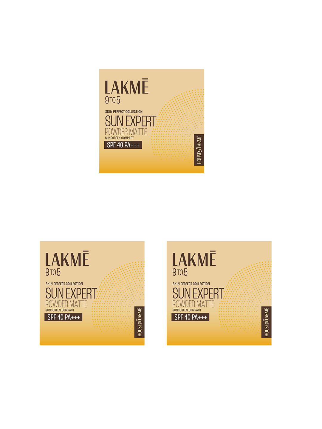 Lakme Set of 3 Sun Expert SPF 40 PA+++ Ultra Matte Compact With Vitamin E - 7g Each