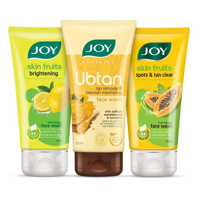 Joy Signature 3-in-1 Face Wash Combo (150 ml x 3: Lemon + Papaya + Ubtan)