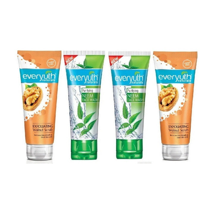 Everyuth Naturals Walnut Scrub & Neem Face Wash Combo (4 x 100g)