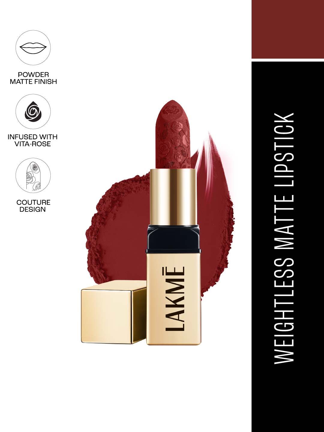 Lakme Rouge Bloom Long Lasting Powder Matte Bullet Lipstick 4g -  Brick Bloom 210