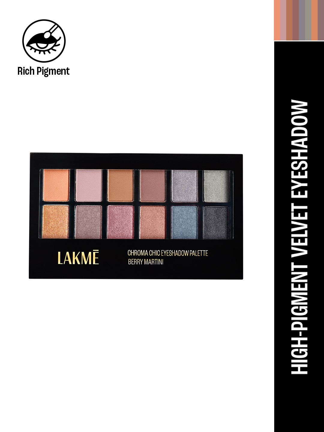 Lakme Glitterati Chroma Chic Eye Shadow Palette For Rich Color Payoff 12g - Smoking Glam