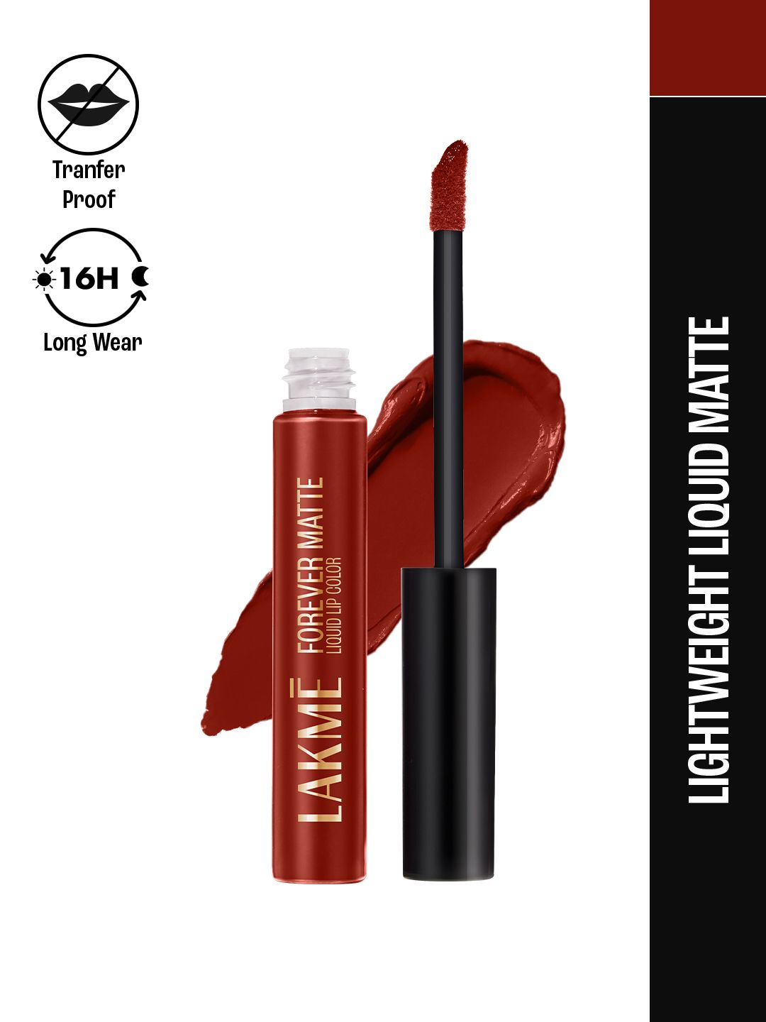 Lakme Forever Matte Lightweight & Transferproof 16Hr Liquid Lipstick 5.6ml - Red Cherry