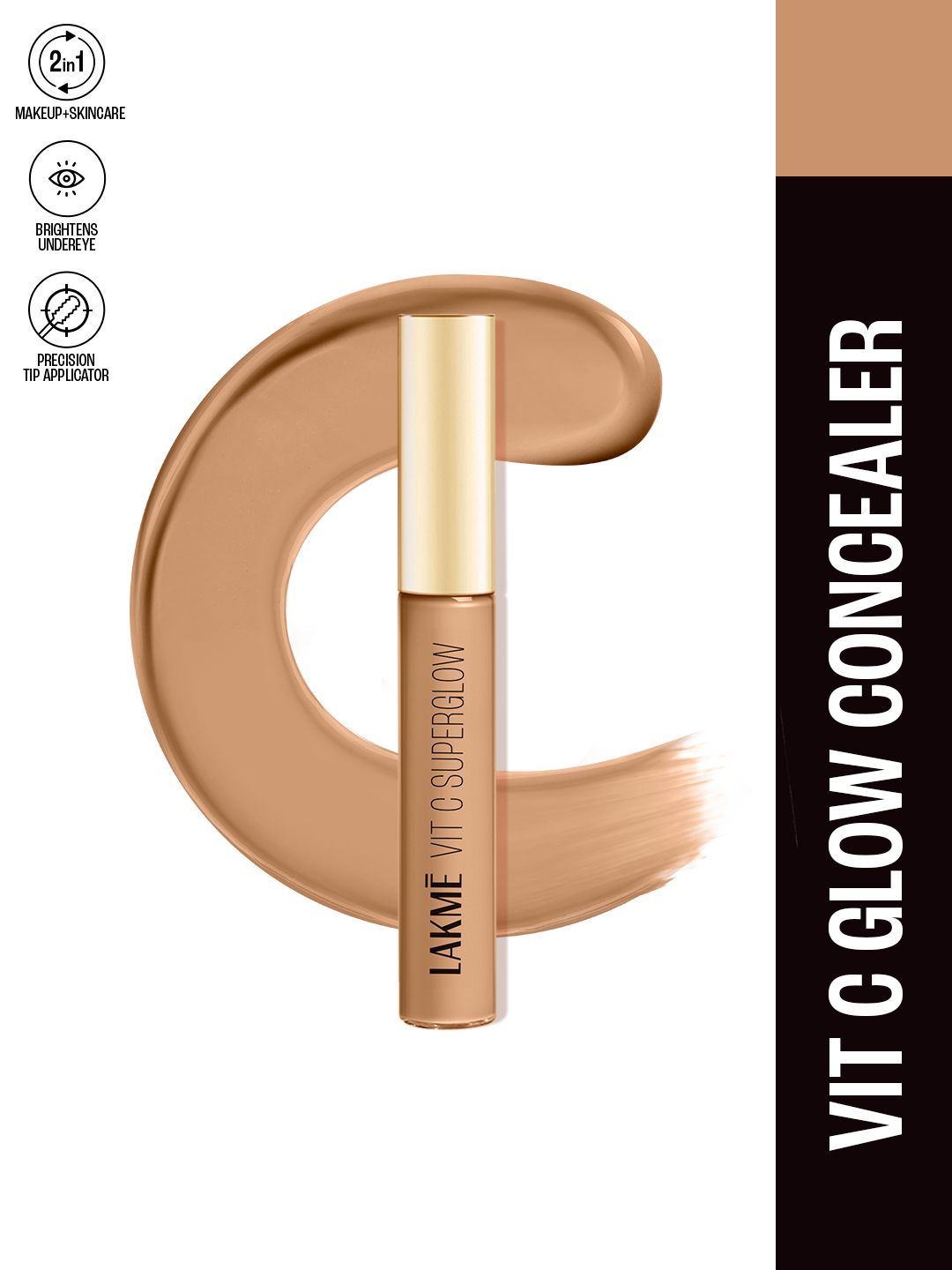 Lakme Makeup+Skincare 1%Vit-C Superglow Matte Concealer For Radiant Glow 5.4ml -  24 Beige