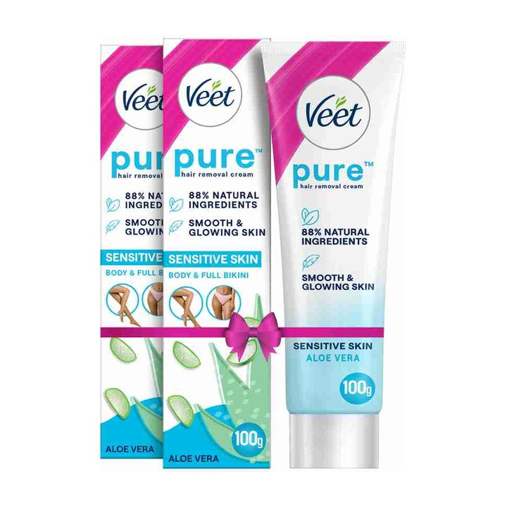 Veet Pure Sensitive Skin Cream with Aloe Vera (200 g, Pack of 2)