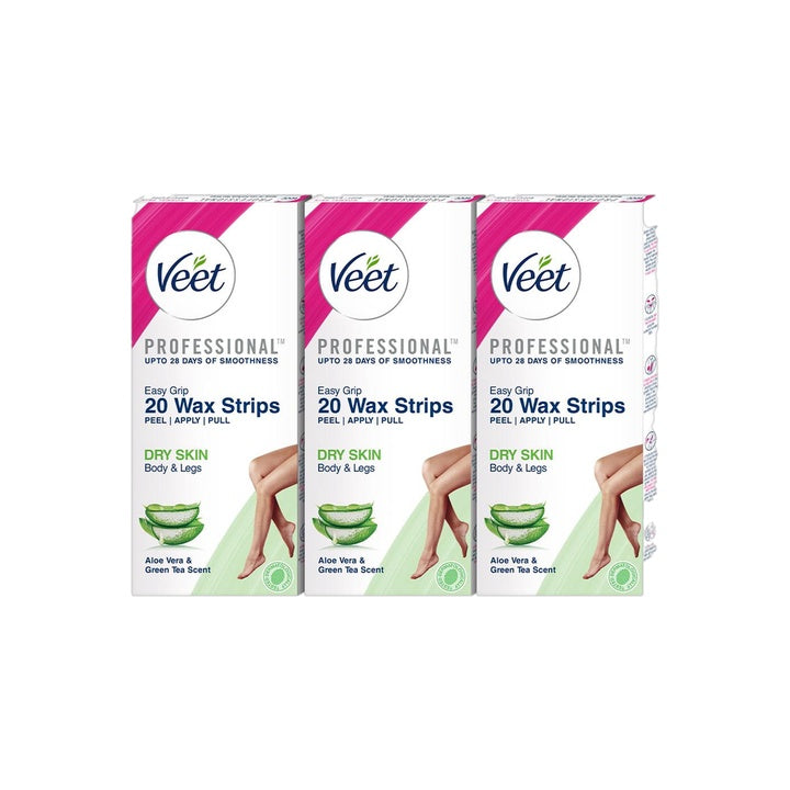 Veet Cold Wax Strips with Green Tea for Legs & Body (48 Strips)