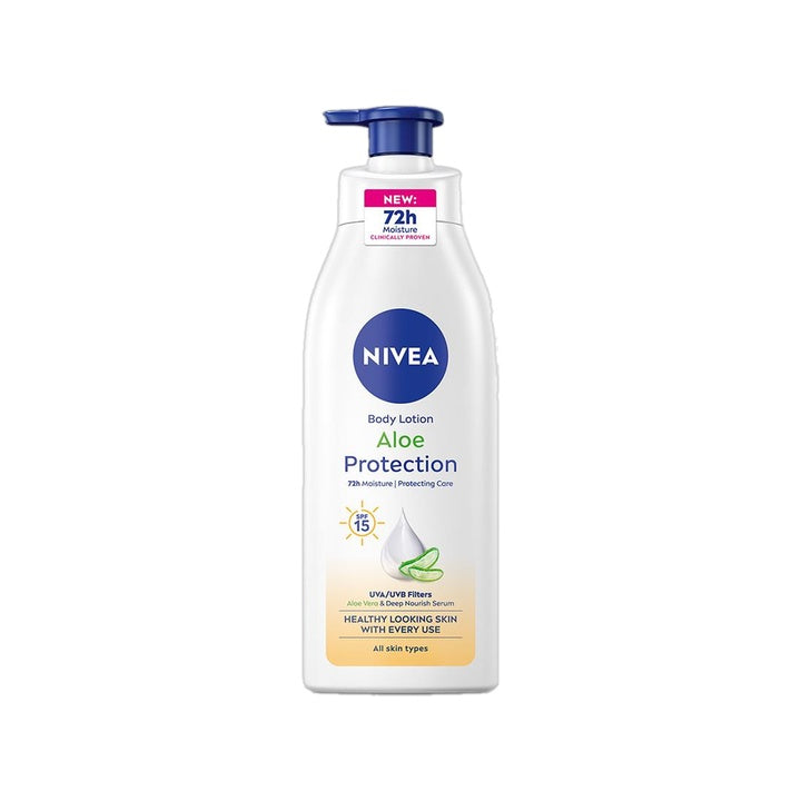 NIVEA Aloe Protection, Hydrating Moisturizer Body Lotion, Natural Aloe Vera & SPF 15