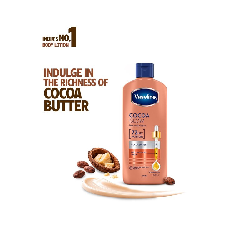 Vaseline Cocoa Glow Serum In Lotion with 100% Pure Cocoa & Shea Butter - 200 ml