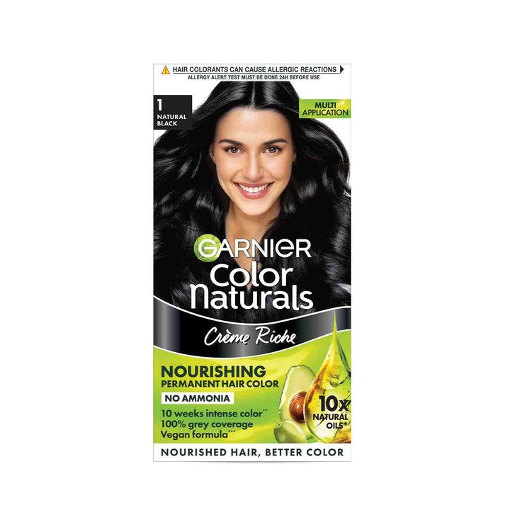 Garnier Color Naturals Creme Riche No-Ammonia Hair Color 70ml + 60g - Natural Black 1