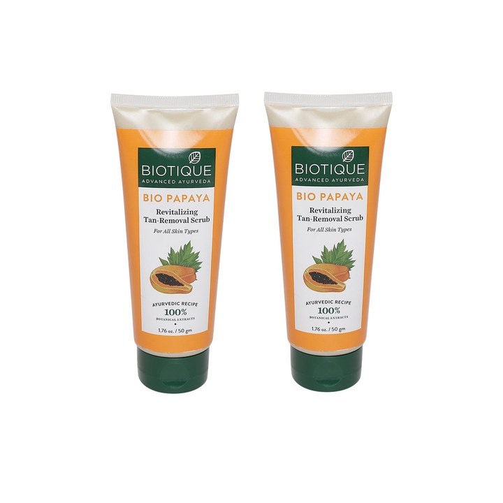 Biotique Unisex Set Of 2 Papaya Revitalizing Tan Removal Scrub